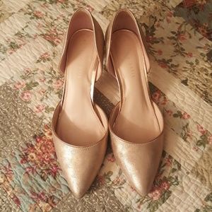 Kelly and Kate gold D'orsay heels